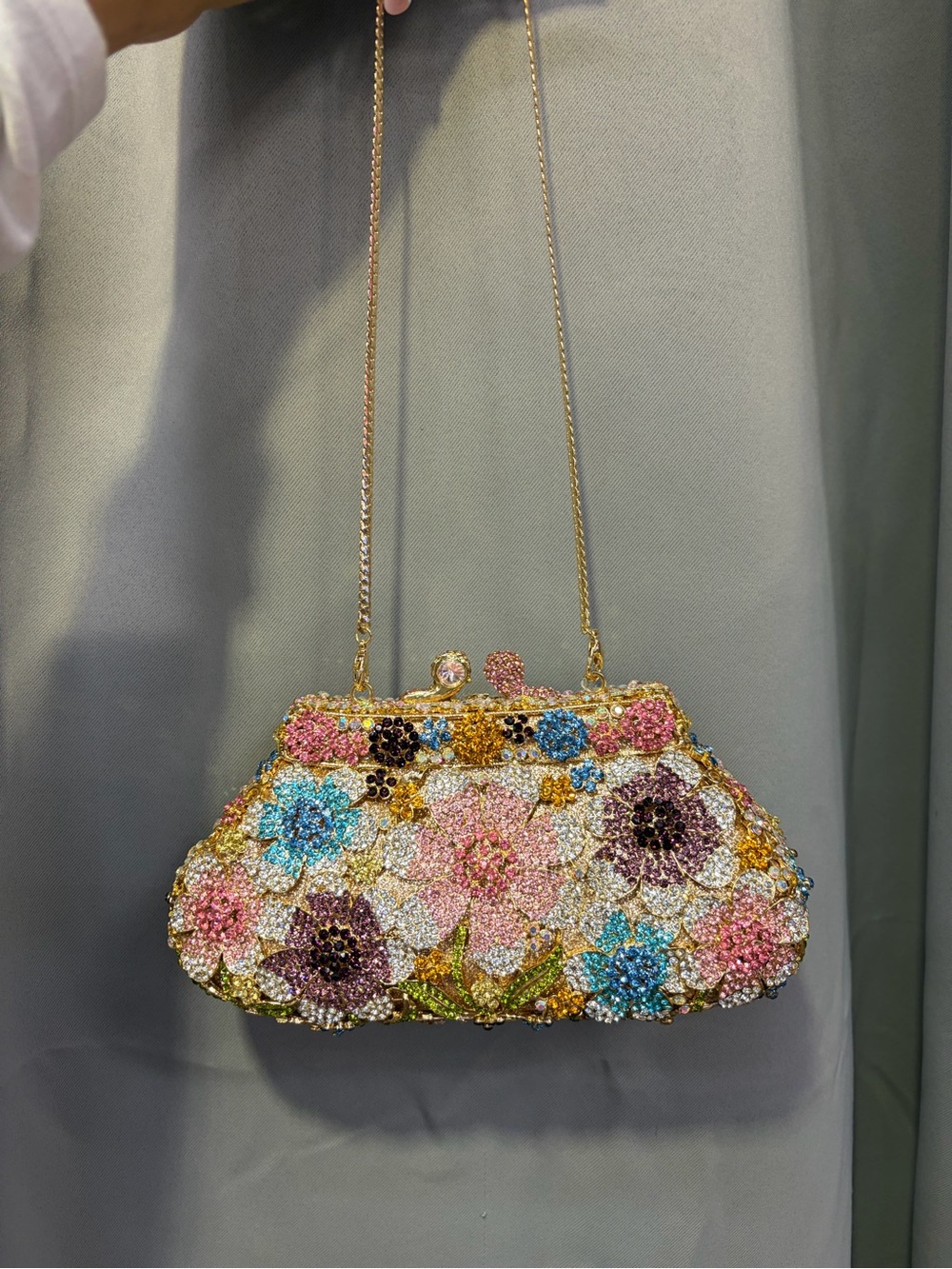 Crystal Floral Evening Clutch Bag in Multicolor